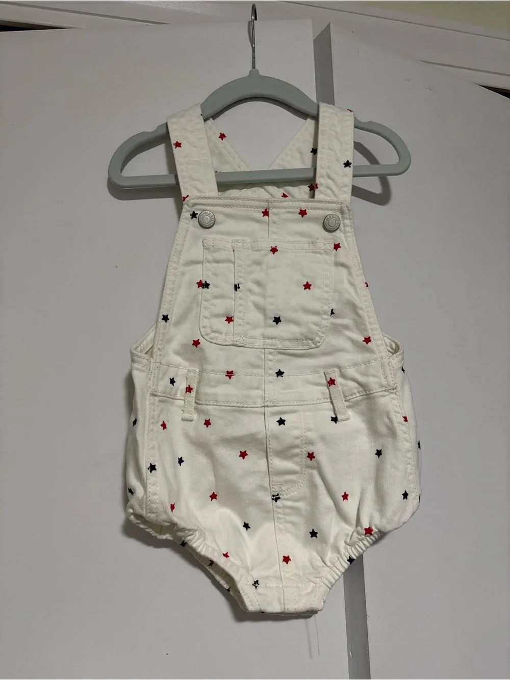 Old Navy bubble romper overalls 18-24 months White Star Print Cotton Overalls